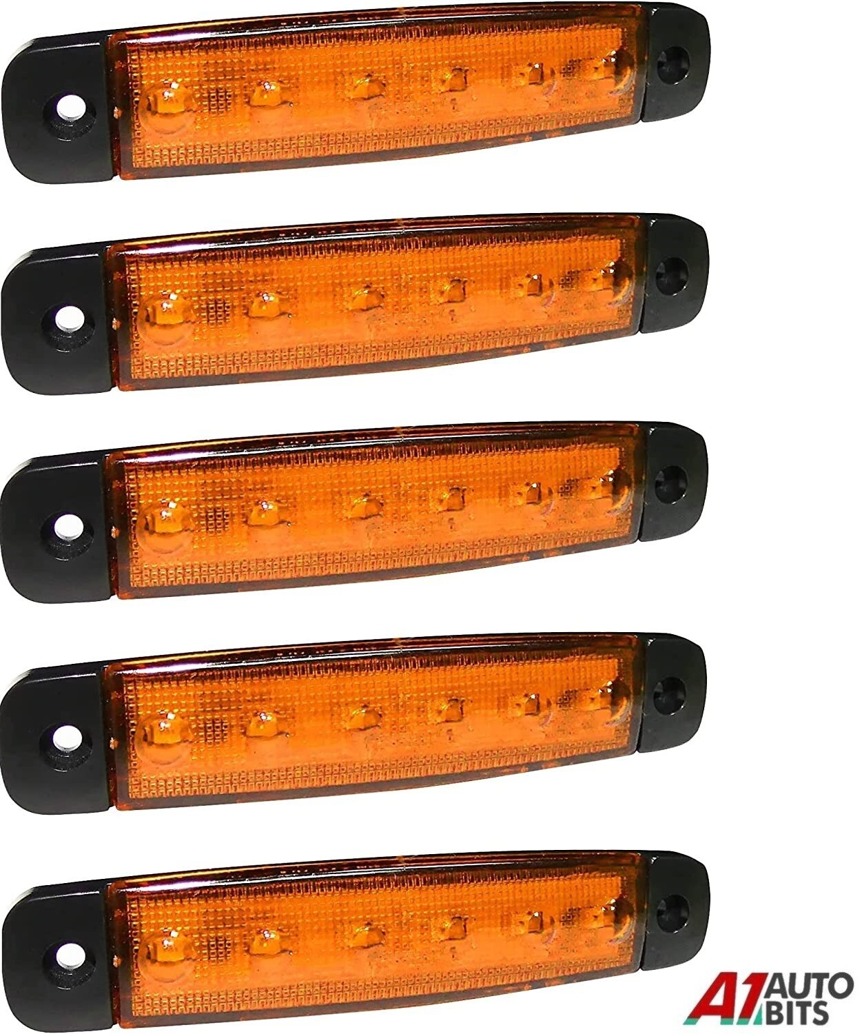 5 pcs Orange Amber 12V 6 LED Side Marker Indicators Lights Truck Trailer E mark