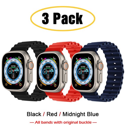 3 PACK Ocean Band Strap for Apple Watch 9 8 7 6 5 4 SE Ultra 2 40/44/41/45/49mm - Picture 8 of 35