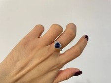 heart Shape Lab Created Sapphire Simulated Diamond Wedding 925 Sterling Ring 3Ct
