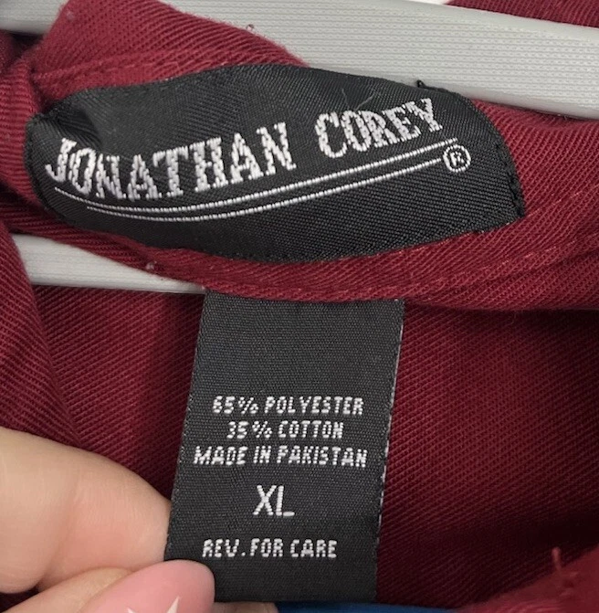 Mens Vintage Cotton Shirt Extra Large Thick Red Short Sleeve - Image 4 of 4