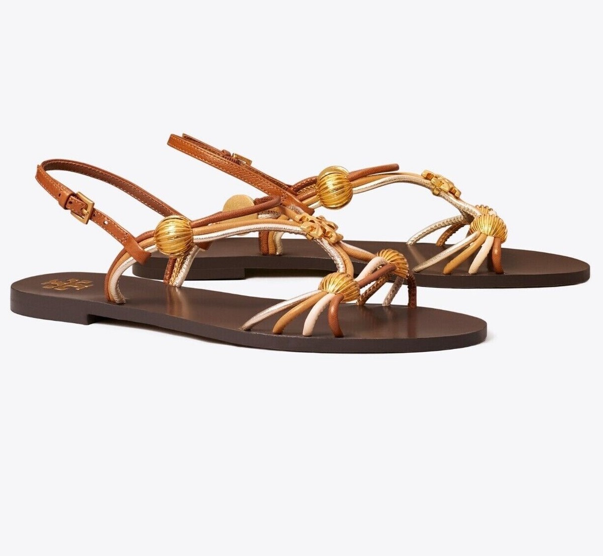レザー★送料&関税込み★Tory Burch★MULTI-STRAP SANDAL Tory Burch $328 NIB CAPRI MULTI STRAP SANDAL MOCHA / TOASTED