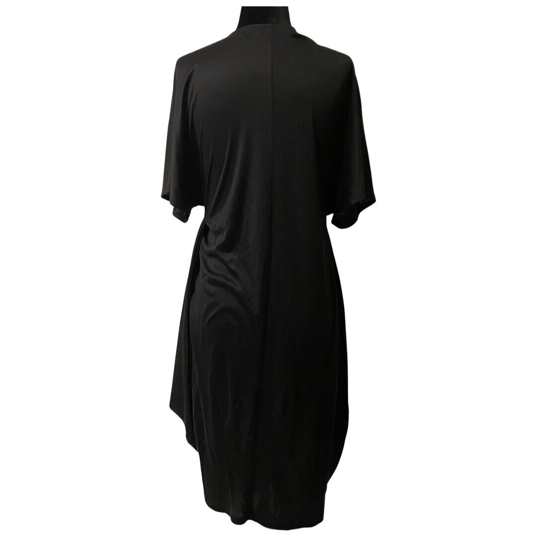 Yves Saint Laurent Short Sleeved Jersey Drape Dress Black Sz Yves Saint Laurent Short Sleeved Jersey Drape Dress Black Sz