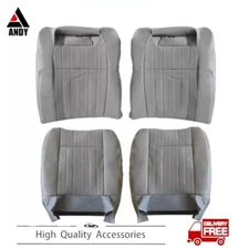 Front Driver+Passenger Leather Seat Cover Med Gray FOR Chevy Impala SS 1994-1996