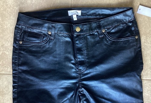 Haute Hippie Black Skinny Jeans Size 14 Coated Faux Leather Pants High Rise - Picture 4 of 11
