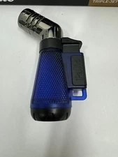 Palió Squadra Triple Jet Angled Flame Cigar Torch Lighter  - Blue - New