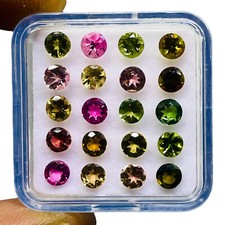 VVS 20 pz Tormalina Naturale 3,7 Mm Taglio Tondo Multicolore Pietre Preziose Sciolte
