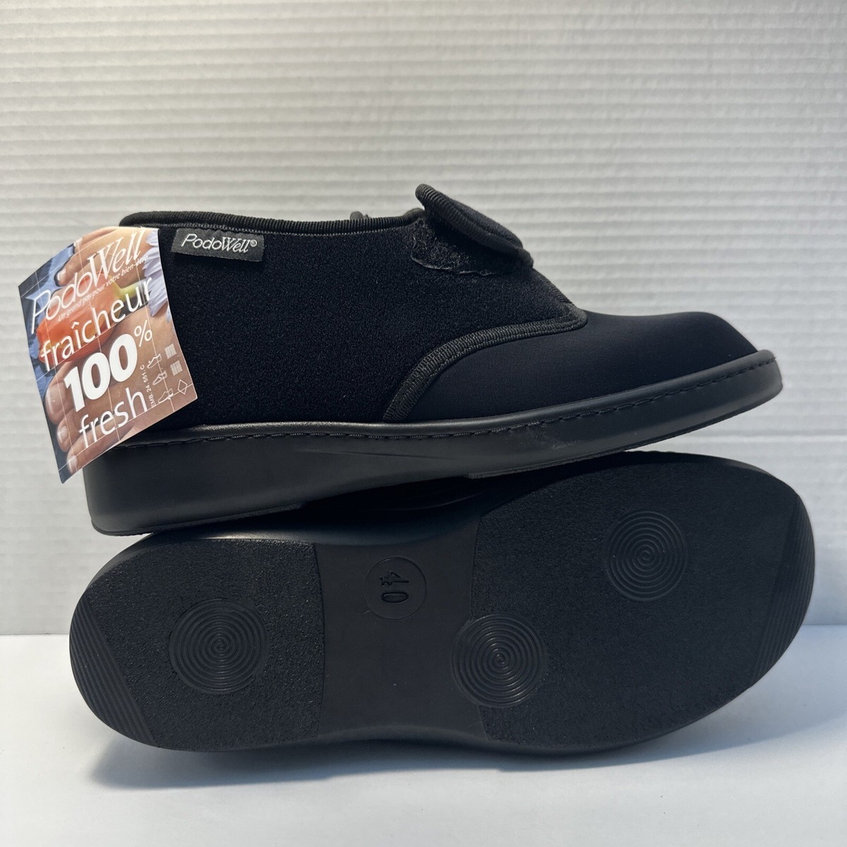 PodoWell Womens Comfy Black Velcrow Ortho Shoes Sz 40/9 New