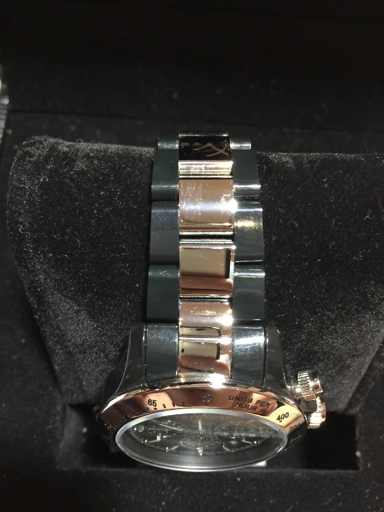 Montre Jouet "Heavy Metal" - Style Plastéramique Argent Et Noir - Chronographe - Marque Toy Watch - Occasion