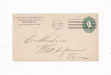 RARE MILWAUKEE, WIS. 1894 HEINEMANN CO. POSTAL COVER DEALER HATS BUFFALO GOODS +