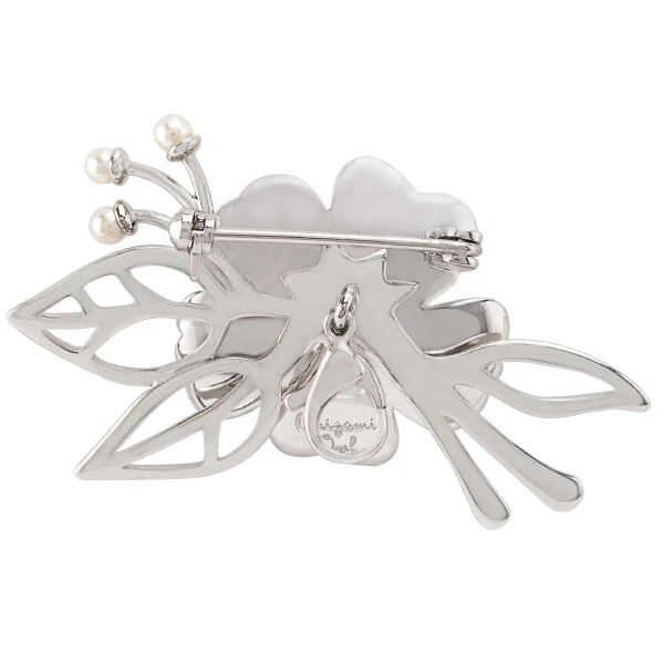 Broche floral medallón de plata origami búho con cristales de Swarovski Foto 2 de 4