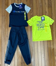 New Champion Boys Youth 2 T-Shirts Tee Outfit Jogger Track Pants Size 5 / 6 Q3