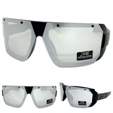 Biker Gangster Hardcore Hip Hop Rapper Locs SUN GLASSES Black Frame Chrome Lens