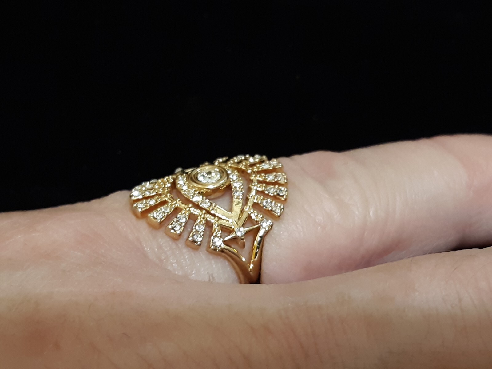 Eye Design Fashion Multiple AB Rhinestone Ring size 6 1/2 US Rebecca ...