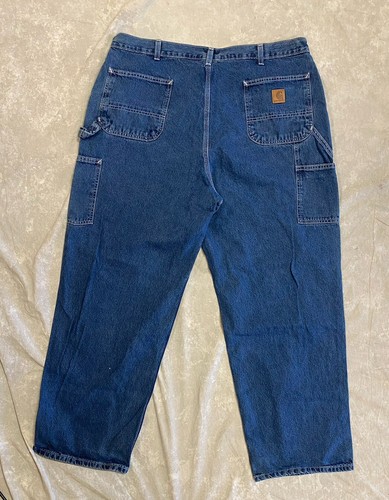 #126 Original Loose Fit Carhartt Carpenter Blue Jeans Measurements 40x30 - Picture 6 of 10