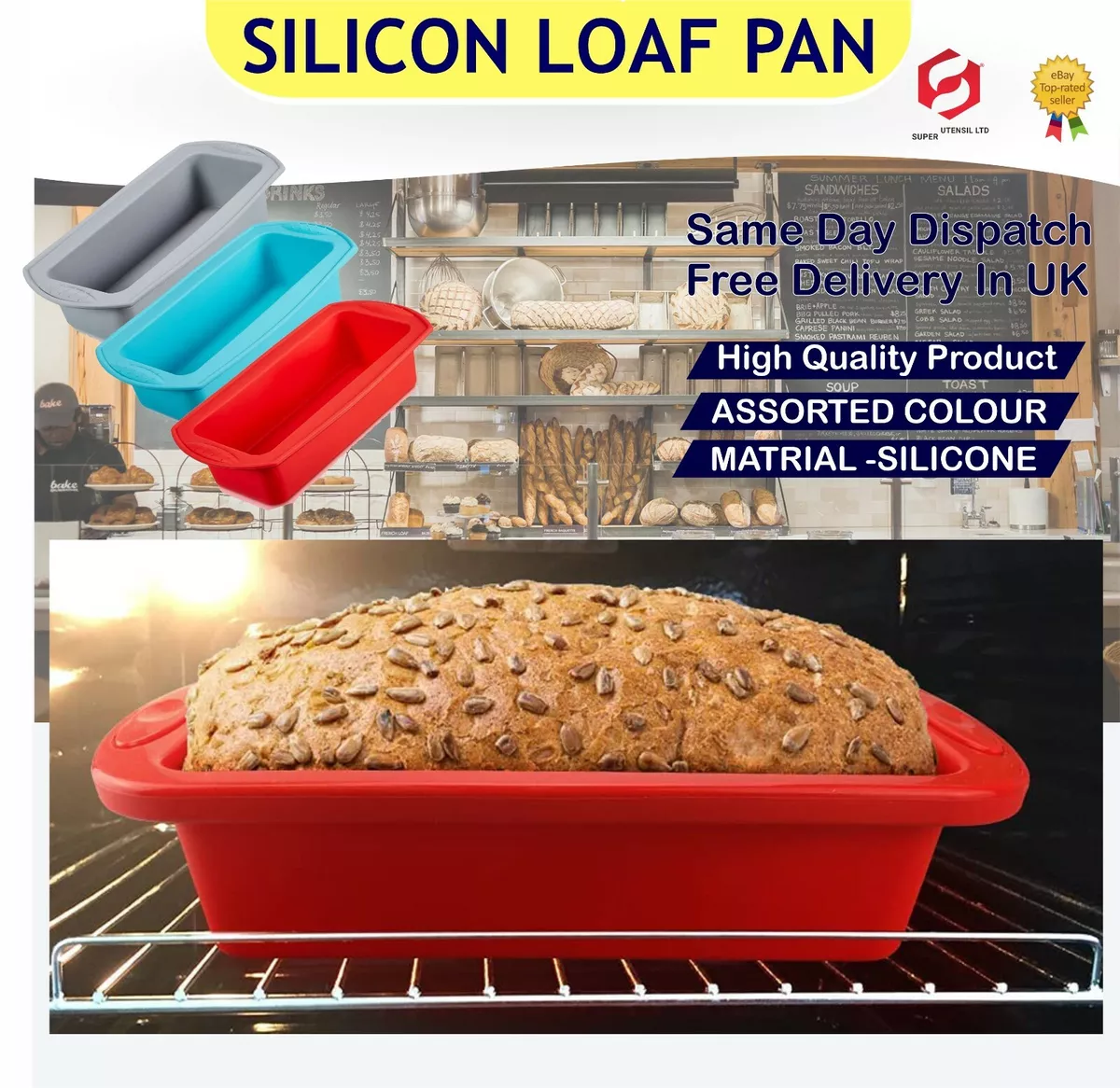 NEW SILICONE BAKEWARE SILICONE MOULD BREAD LOAF PAN 8 X 4 TIN BAKE BREAD  CAKE