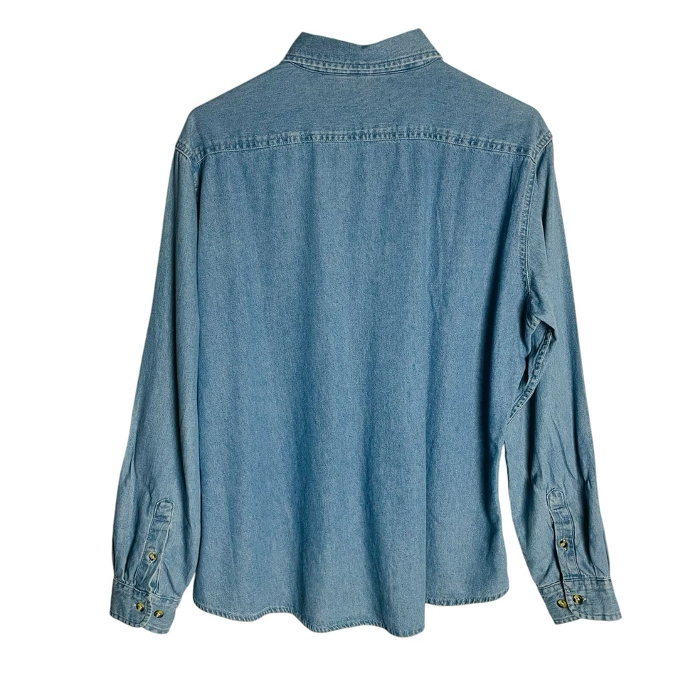 Camisa Denim Wells Fargo Mujer L Azul Manga Larga Abotonada Autoridad Portuaria Foto 2 de 4