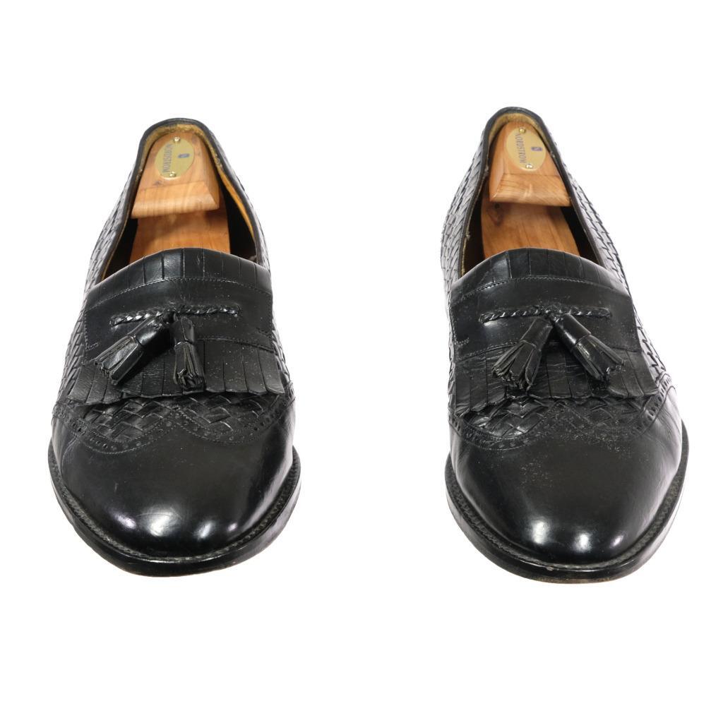 MEZLAN Alicante Tassel Loafers Woven Wingtip Brogue Black Sz  display picture 2