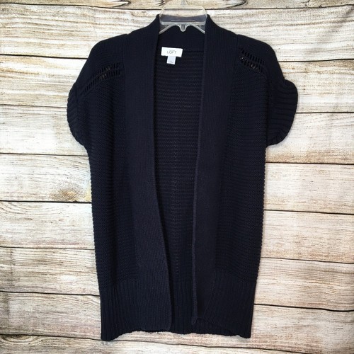 LOFT navy short sleeve cardigan sweater 