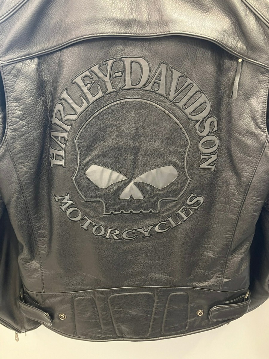 Harley Davidson Back Reflective Skull Leather Jacket with Harley Davidson Back Reflective Skull Leather Jacket with