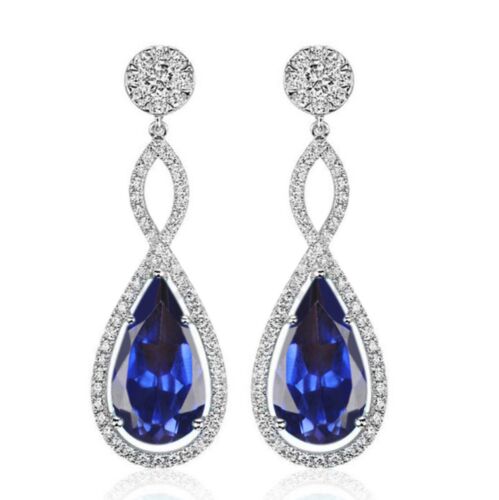 Pendientes de diamantes 100 % azul natural tanzanita con certificación IGI de 3,35 quilates en oro de 14 quilates - Imagen 1 de 1