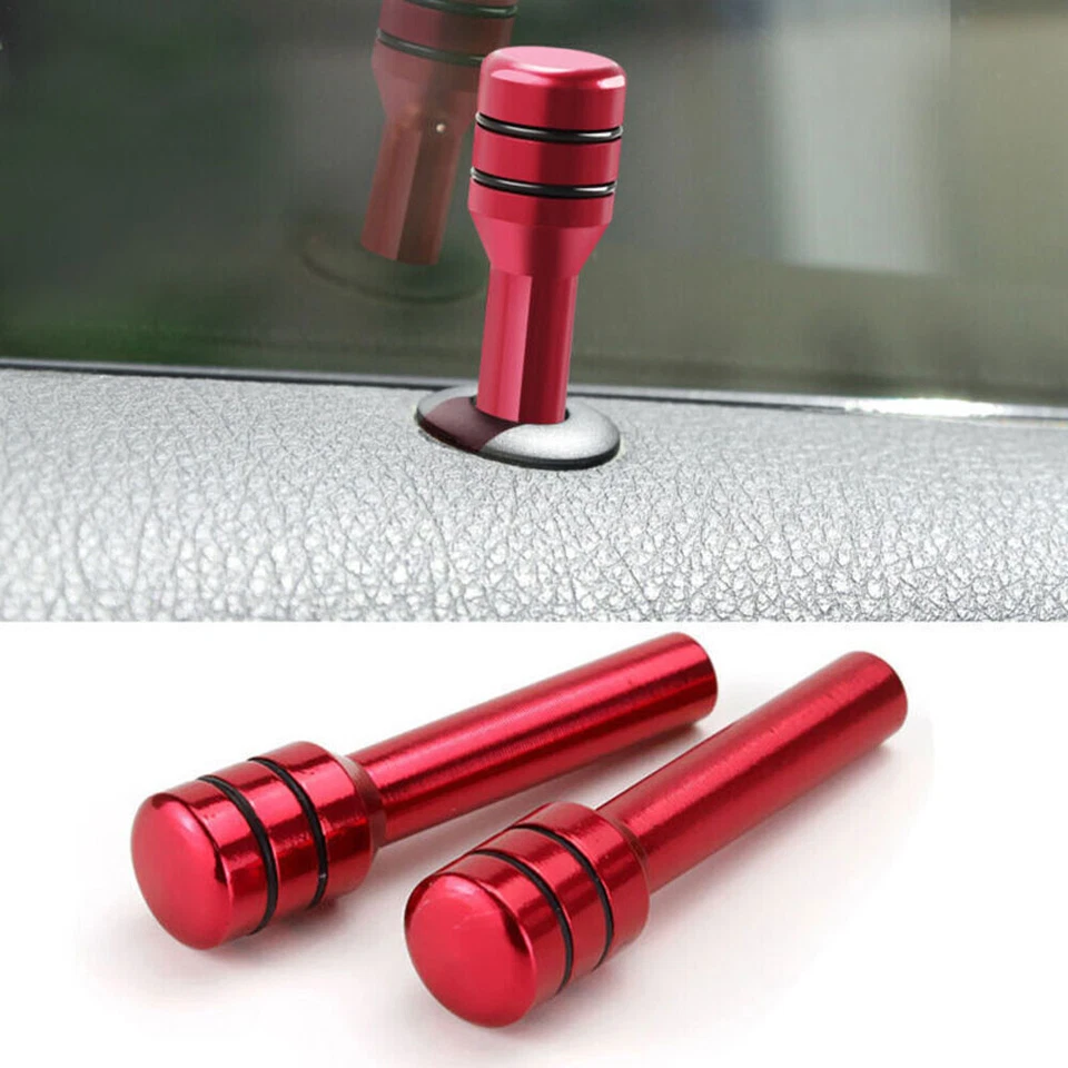 2x Accesorios interiores de coche rojos Cerradura de puerta de aluminio Perilla Pull Pins Cubierta Foto 2 de 4