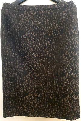 MARINA RINALDI Black with Brown,  A-Line, Below Knee, Lined Skirt.  UK 18