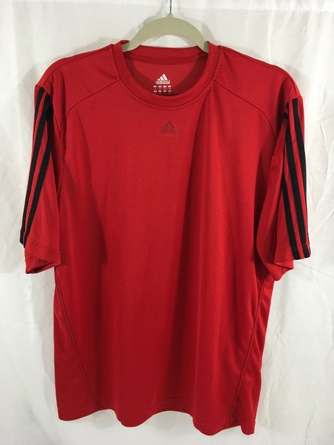 red adidas 3 stripe shirt