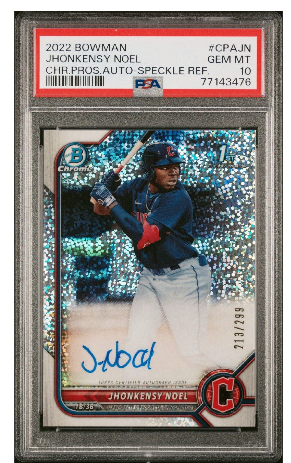 2022 Bowman Chrome Jhonkensy Noel Speckle Refractor /299 #CPA-JN Auto PSA 10