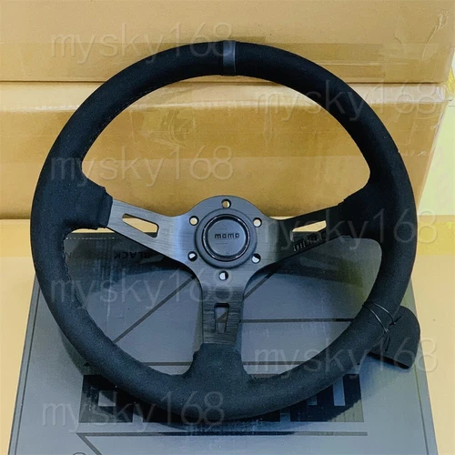 320mm/13inch MOMO MOD07 BLACK EDITION Deep Dish 8.5CM Suede Sport Steering Wheel - Picture 4 of 6