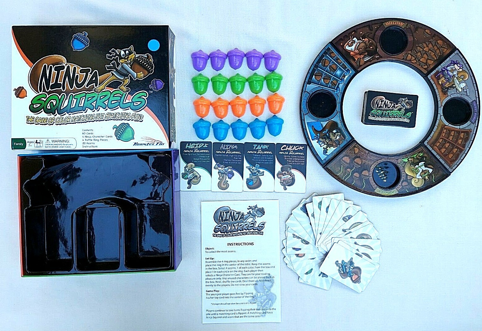 NINJA SQUIRRELS Game of Color Matching Nut Snatching Fun Complete Family Age 7+