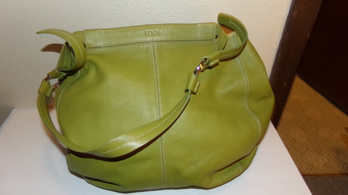 ［TODS ］OLIVE GREEN LEATHER HANDBAG Tod's Leather Green Shoulder Bag Purse Handbag | eBay