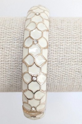 Tommy Bahama Womens Bangle Rhinestone Curacao White Enamel Bracelet