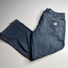 Carhartt Jeans Mens 38x30 Blue Relaxed Fit Straight Leg Denim Workwear