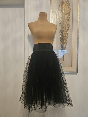 Philipp Plein Couture schwarzer Tüllrock mit Punkte Muster Gr. 36/38