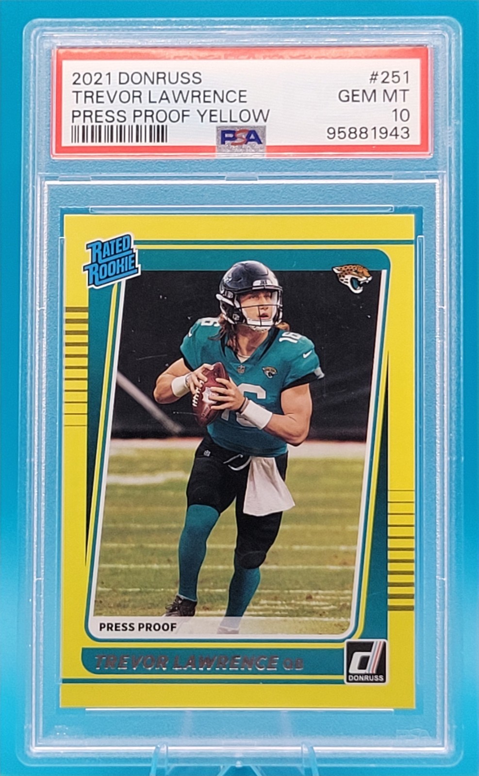 2021 Donruss Rated Rookie Trevor Lawrence #251 Press Proof Yellow (RC) PSA 10