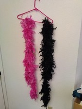 Pair of Genuine Feather Boas One Pink One Black
