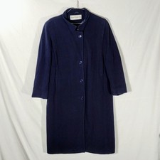 Mackintosh of New England Vtg 80s Wool Coat Women 12 Navy Blue Dark Academia