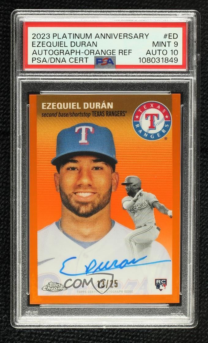 2023 Chrome Platinum Anniversary 13/25 Ezequiel Duran PSA 9 MINT Rookie Auto RC view 1