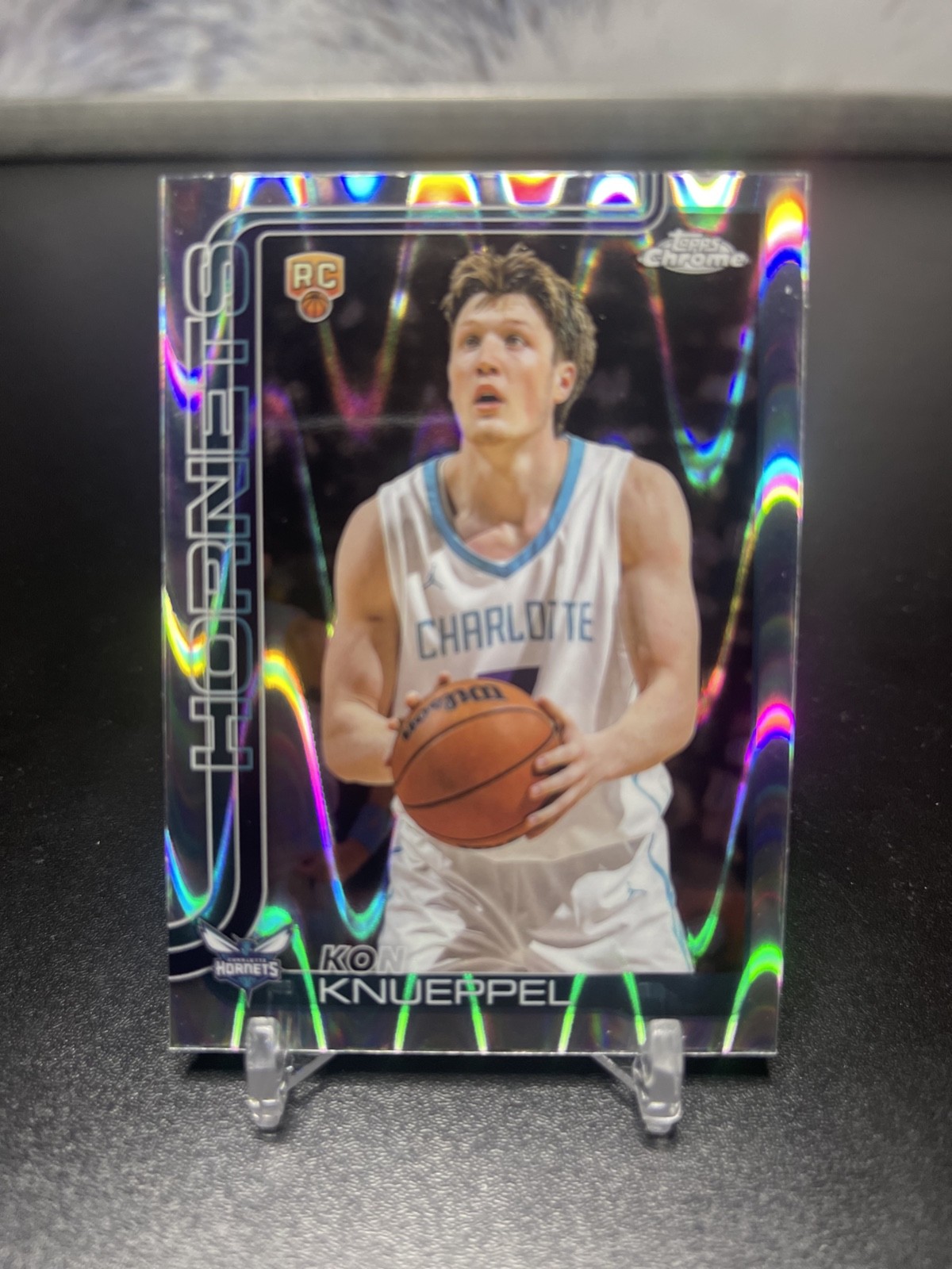 Kon Knueppel 2025-26 Topps Chrome RC #254 SP Raywave Refractor Charlotte Hornets