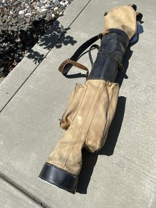 Vintage Walter Hagen Clubs & Canvas And Leather Bag.