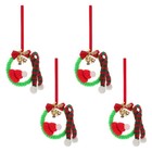 4pcs Mini Xmas Wreath: Mini Cabinet Wreaths For Kitchen Christmas Santa Hat And