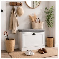Schuhschrank Thekla 1 Klappe 60 Cm Weiß Mit Sitzkissen Schuhkipper Hti-Living