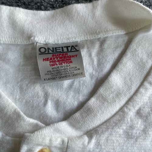 Vintage Oneita Super Heavyweight Kauai Whale Henley Shirt White Mens XL USA Made - Picture 3 of 6