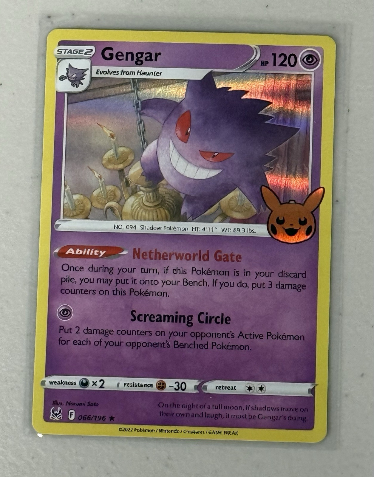 Gengar 2023 Trick Or Trade Halloween Holo Rare Pokemon Card 066/196