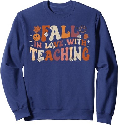 Fall In Love With Teaching Autum Thanksgiving Unisex Crewneck Sweatshirt