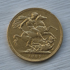 Victoria Gold Sovereign 1887 St George and the Dragon Great Britain Coin