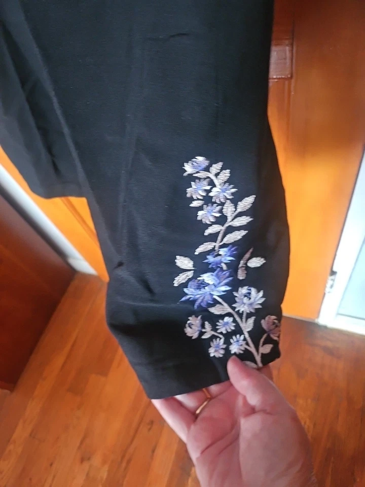 Pantalones elásticos negros Stonebridge para mujer bordados florales talla 18W nuevos sin etiquetas Foto 4 de 4