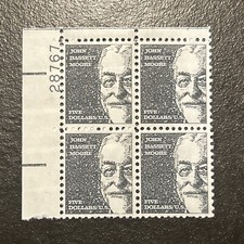 Scott 1295 PLATE BLOCK $5.00 JOHN MOORE MINT Never Hinged MNH BLACK Nice!!!!