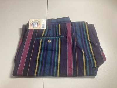 Vtg Gant Salty Dog Multi Color Pinstriped Shorts Size 36 Nwt 