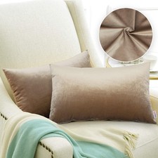 Lumbar Decorative Throw Pillow Covers, Cozy Velvet for Soft Solid, Rectangle ...